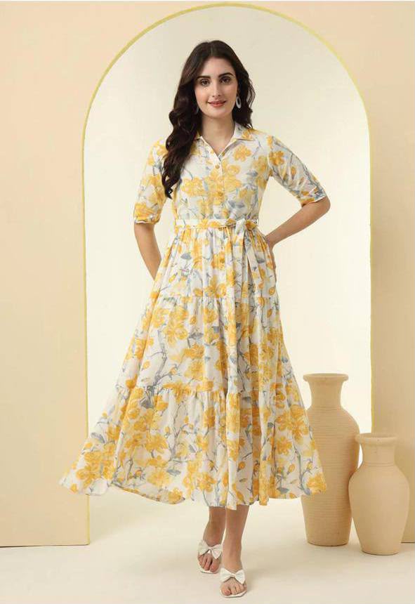 FVD Chandramukhi Yellow Rayon Kurtis