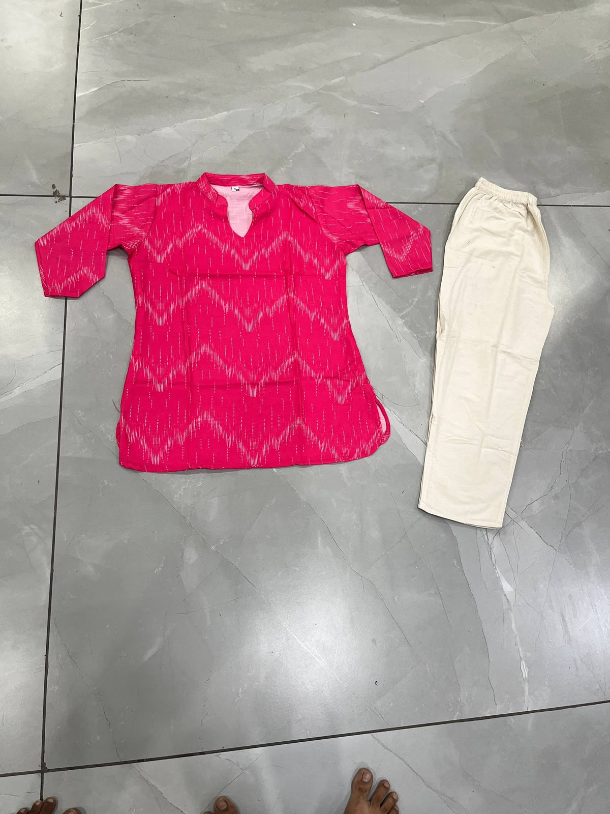 FVD Janvika Pink Rayon Slub Kurti Pant Set