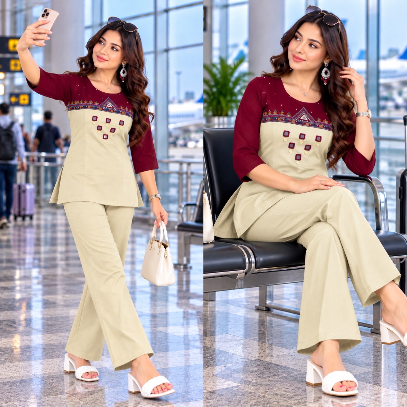 FVD Rajvadi Rust Dhabu Cotton Kurti Pant Set - view 12