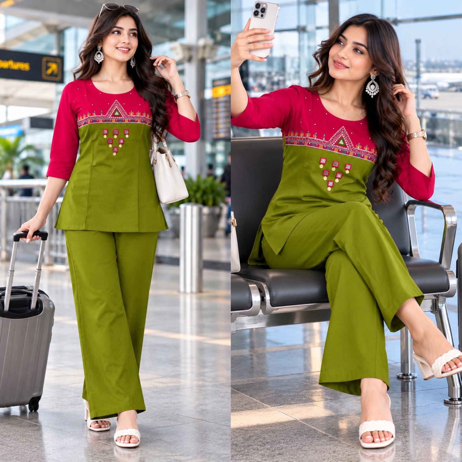 FVD Rajvadi Rust Dhabu Cotton Kurti Pant Set - view 7