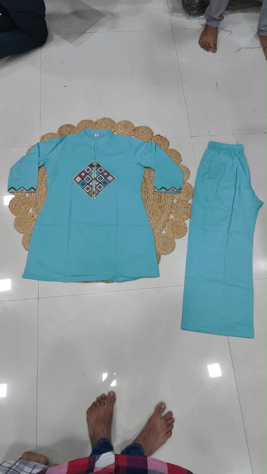 FVD Siqndar Light Rama Dhabu Cotton Kurti Pant Set
