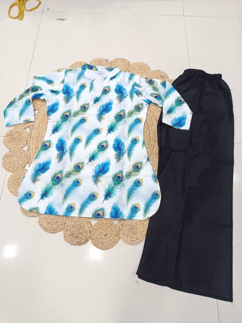 FVD Sonpari Blue Morpich Rayon Slub Kurti Pant Set