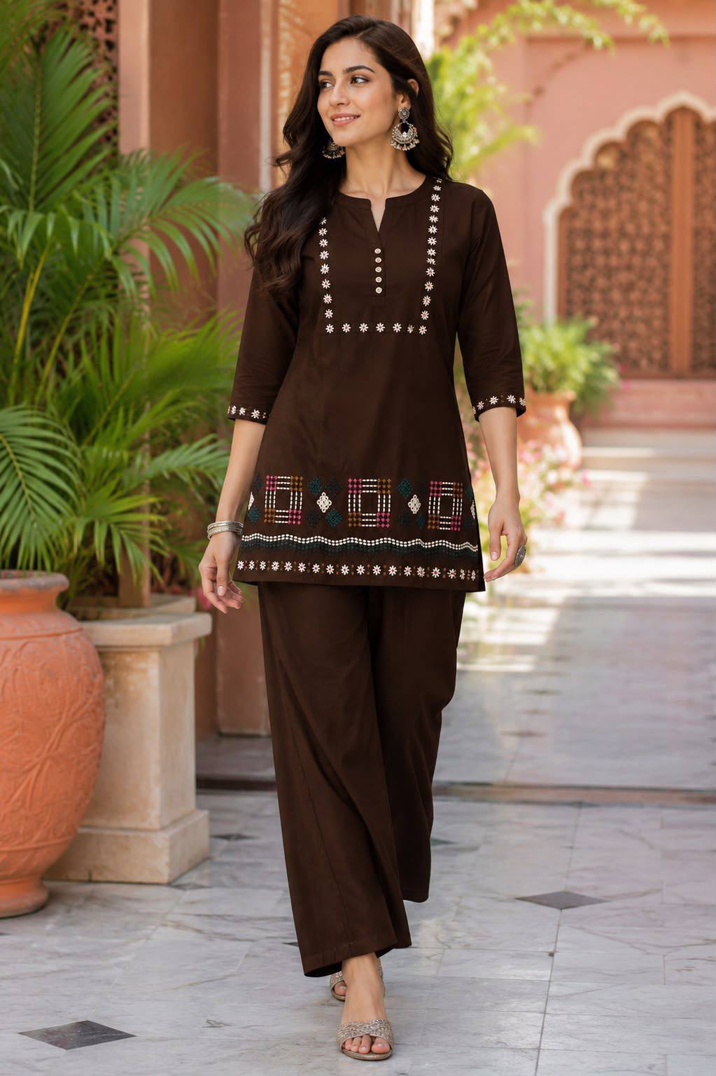 FVD Taj Mahal Dhabu Cotton Kurti Pant Set - view 2