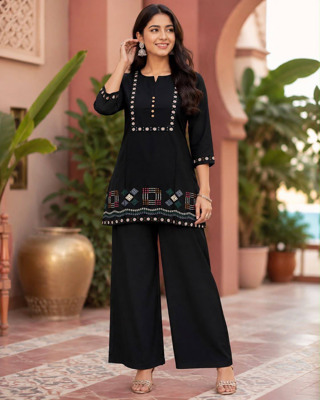 FVD Taj Mahal Dhabu Cotton Kurti Pant Set - view 3