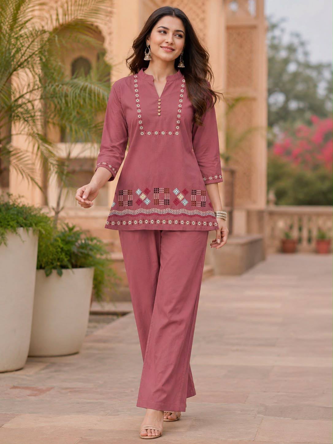 FVD Taj Mahal Dhabu Cotton Kurti Pant Set - view 4