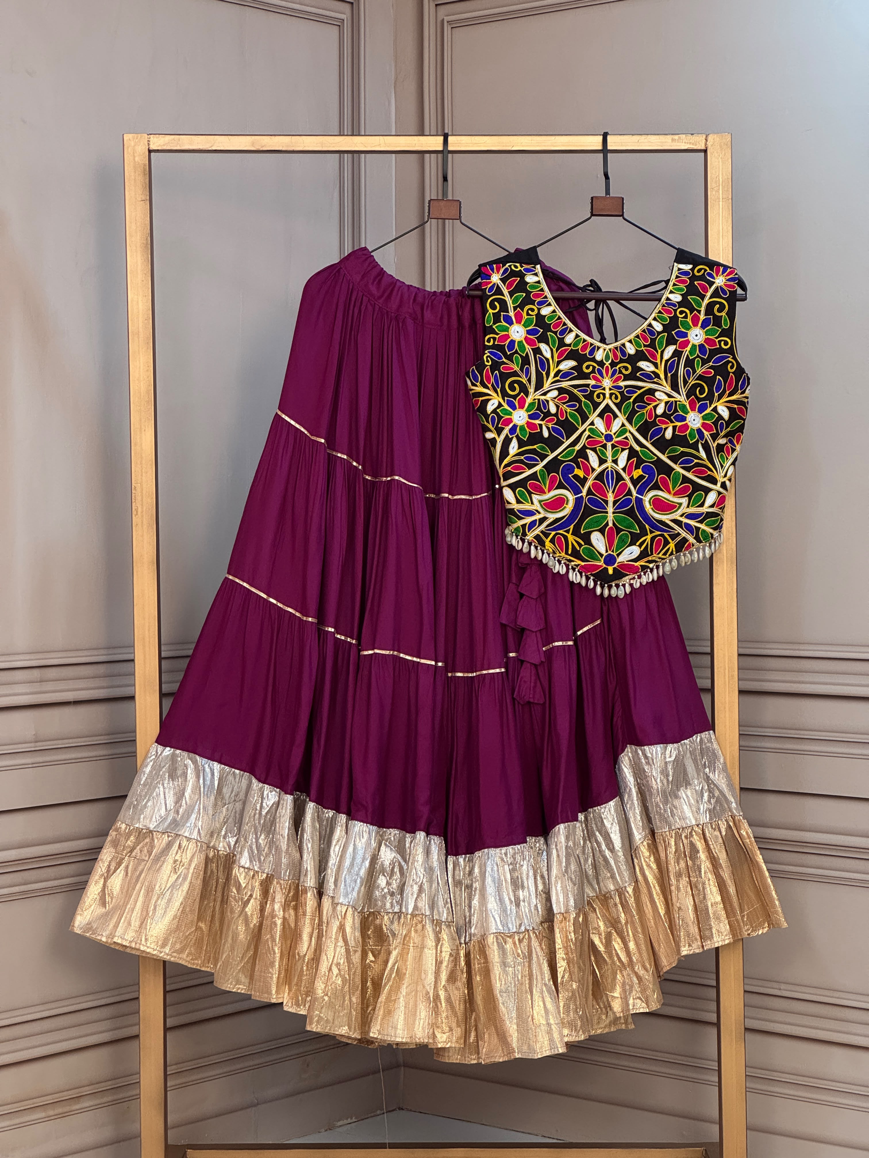 KA 5071 Black Rayon And Lampi Lehenga Choli