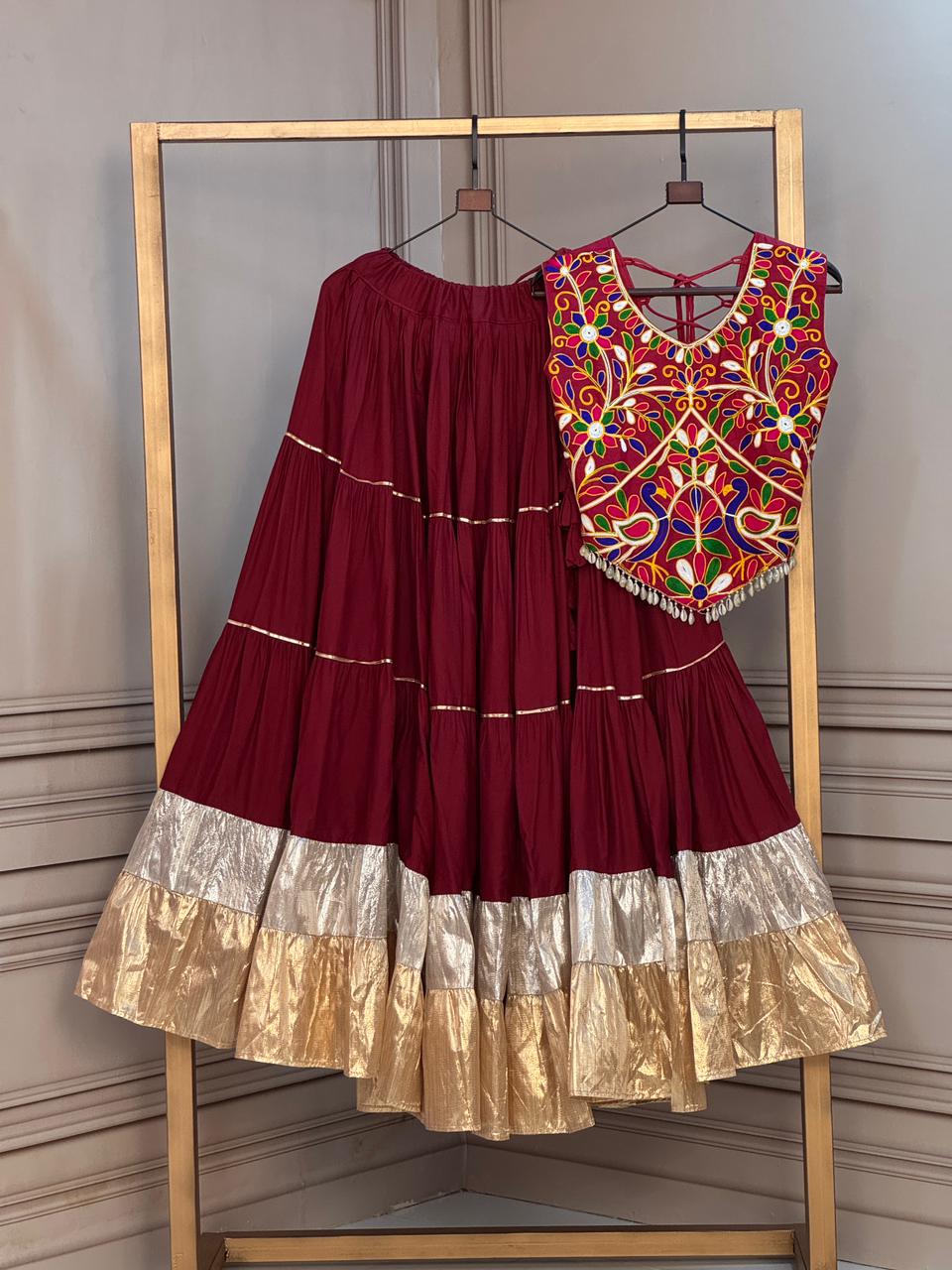 KA 5071 Maroon Rayon And Lampi Lehenga Choli - view 12