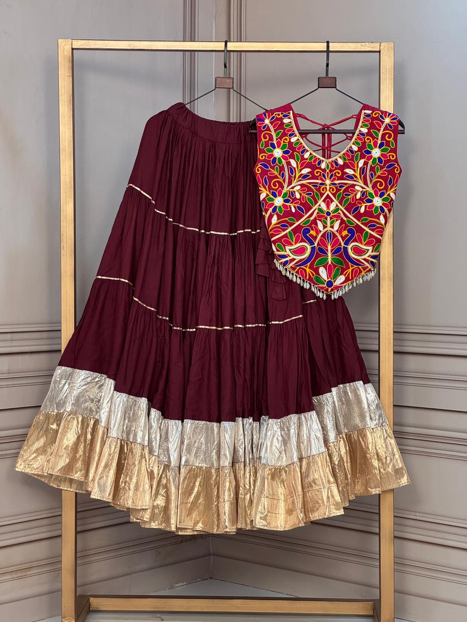 KA 5071 Maroon Rayon And Lampi Lehenga Choli - view 13