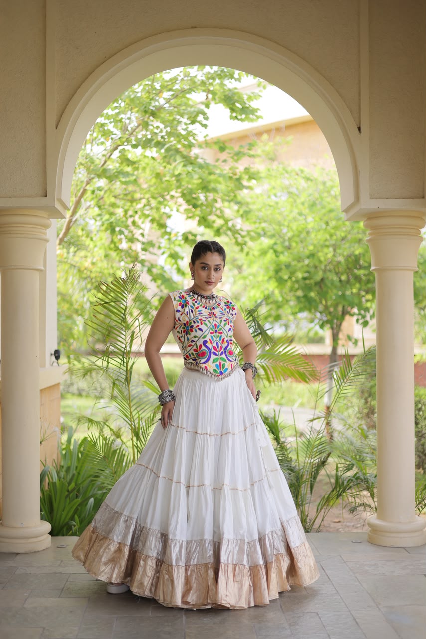 KA 5071 White Rayon And Lampi Lehenga Choli - view 7
