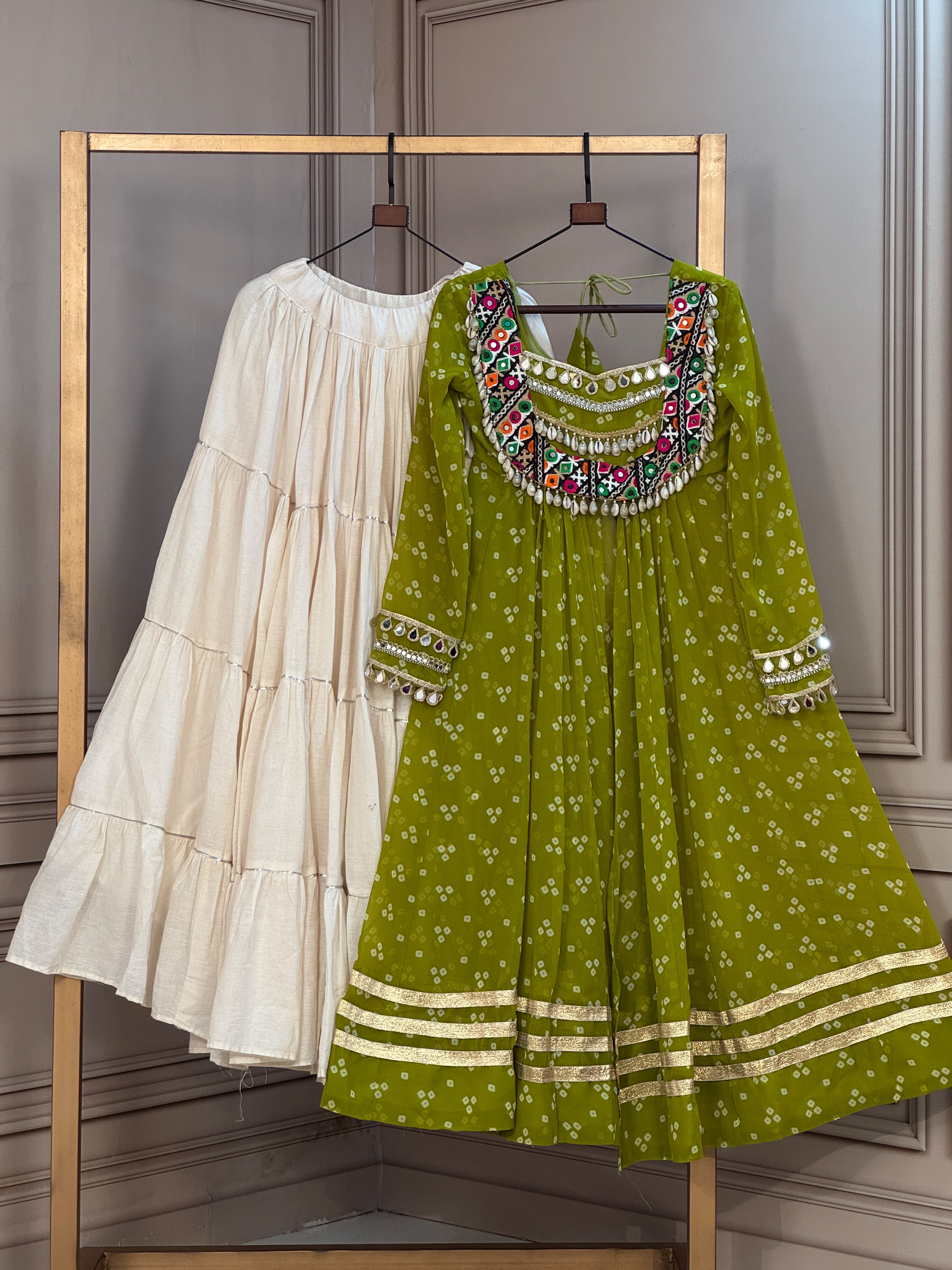 KA 5081 White Bandhni Lehenga Choli