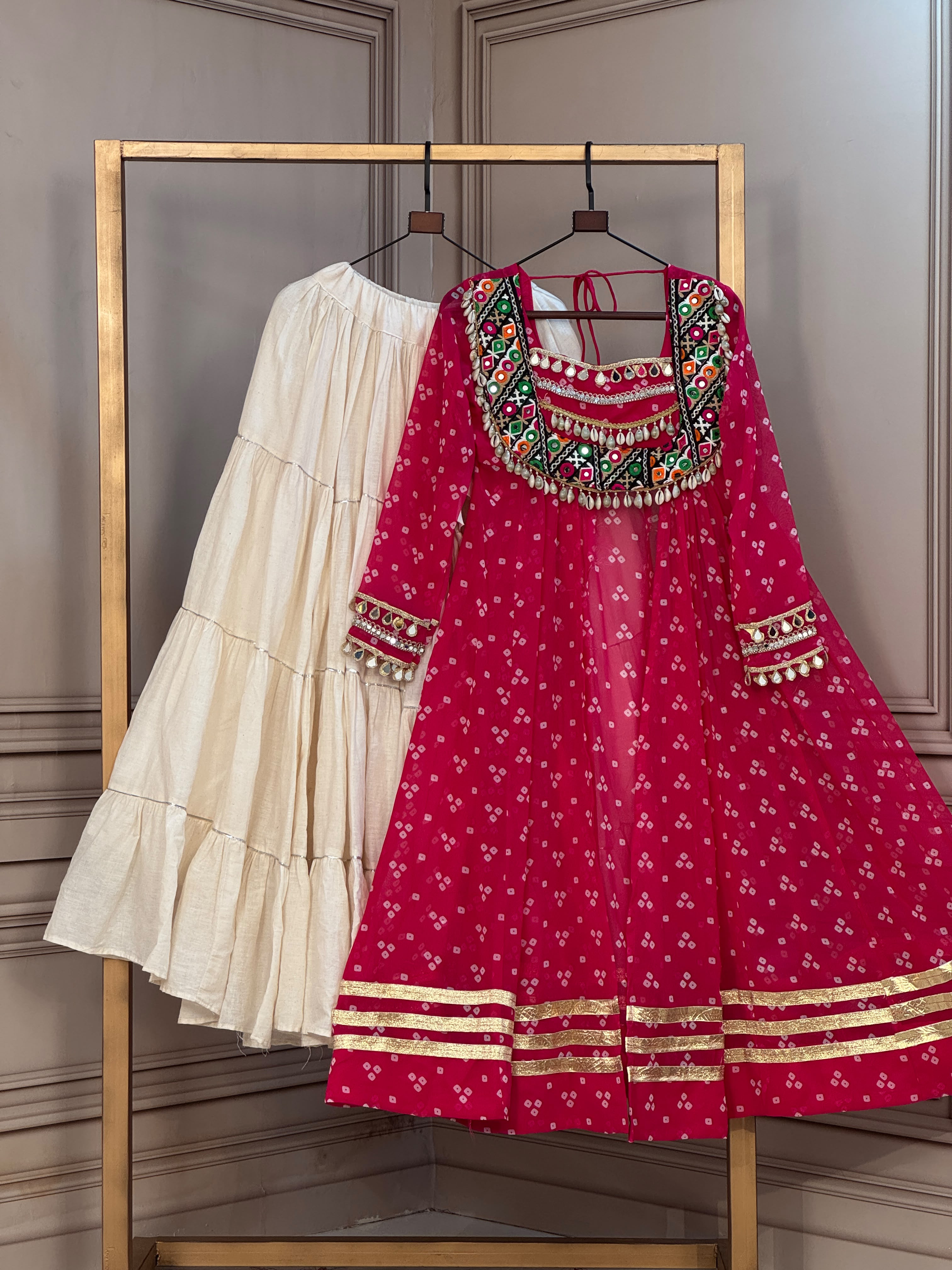 KA 5081 White Bandhni Lehenga Choli - view 2