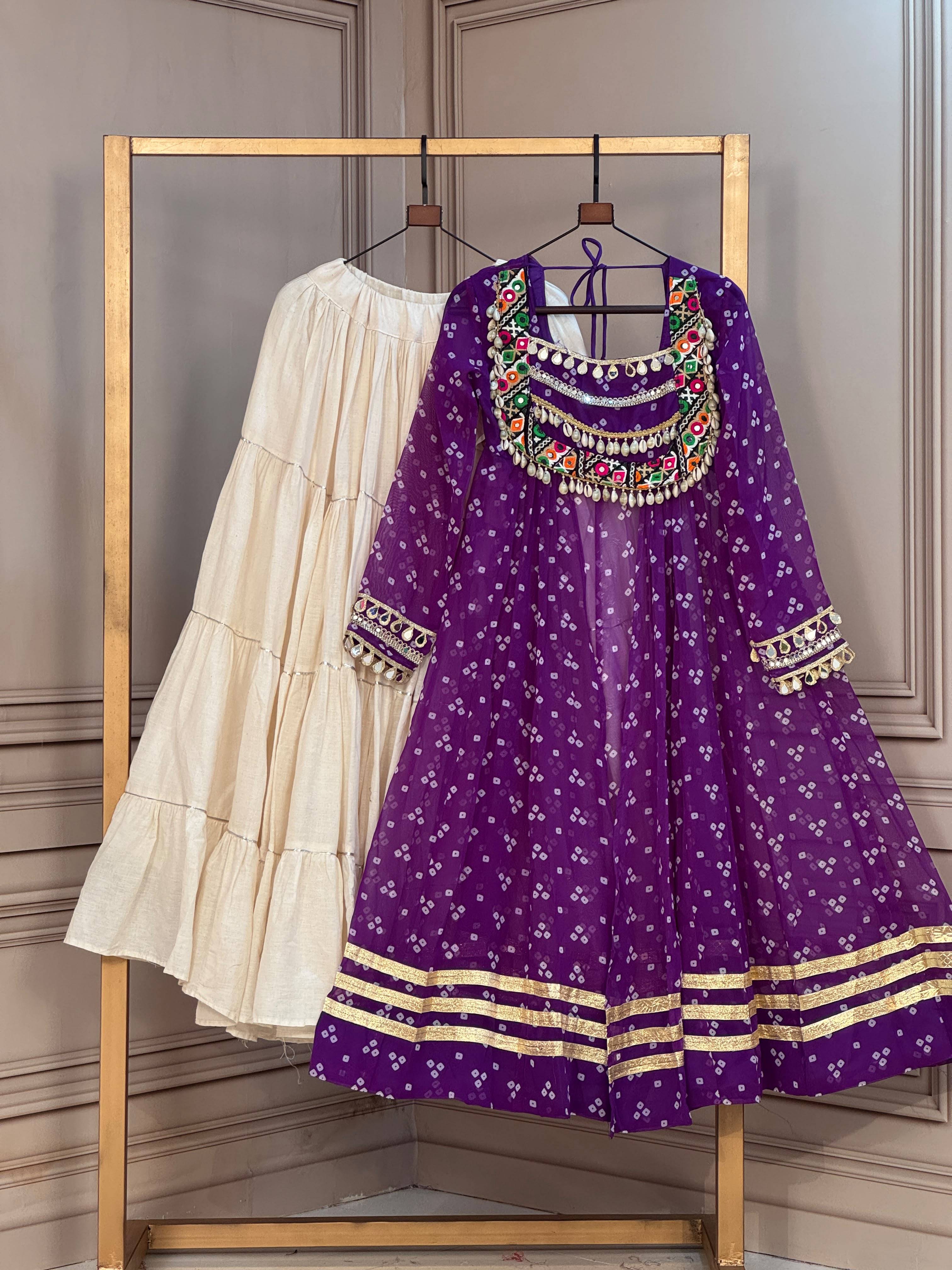 KA 5081 White Bandhni Lehenga Choli - view 3