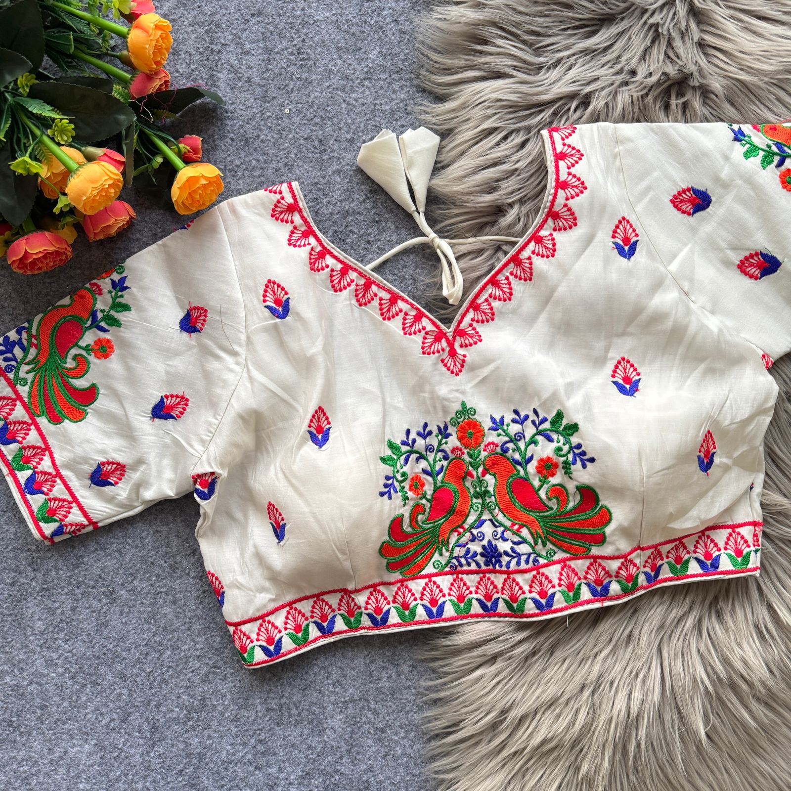 Lovebirds Embroidery Works Roman Cotton Blouse - view 2
