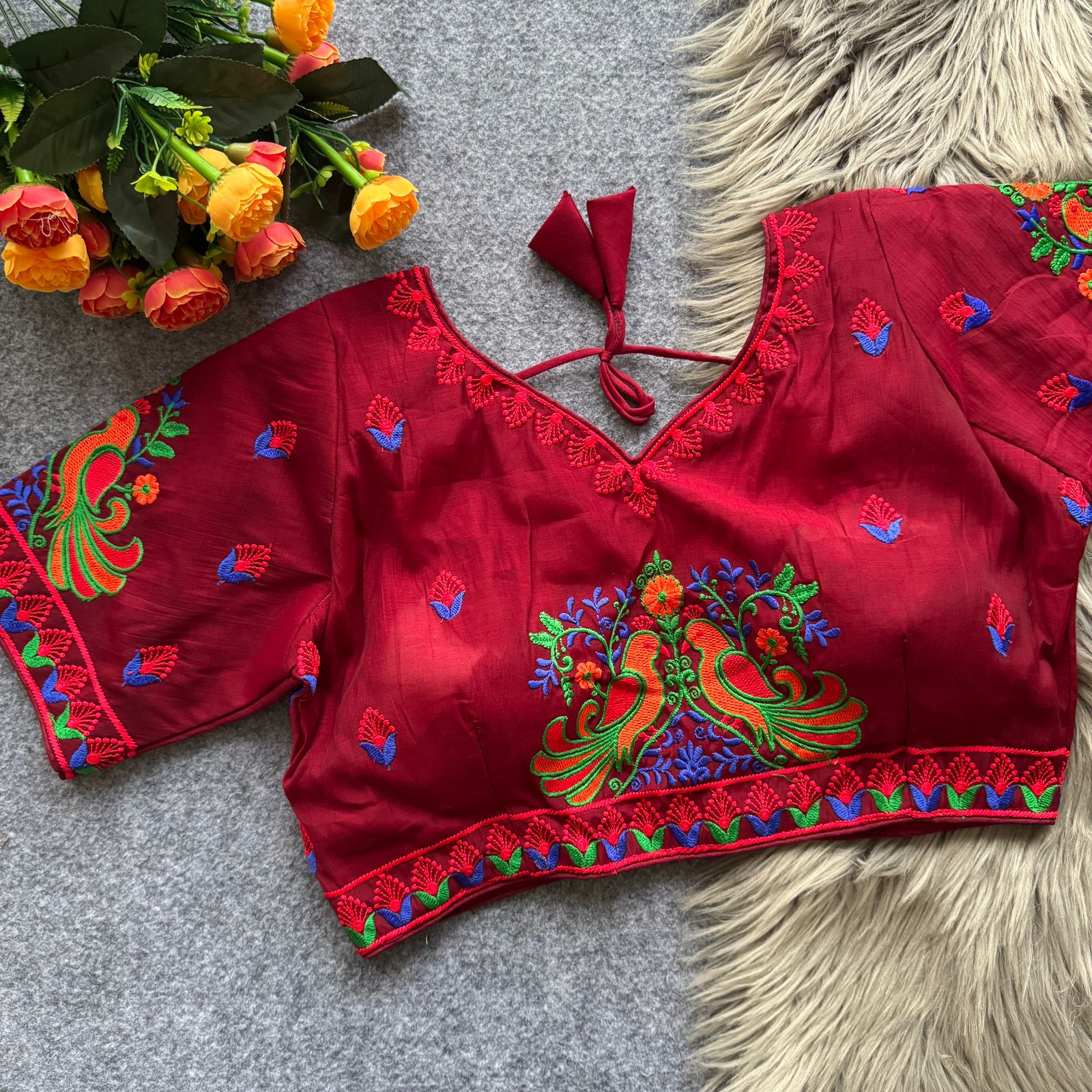 Lovebirds Embroidery Works Roman Cotton Blouse - view 3