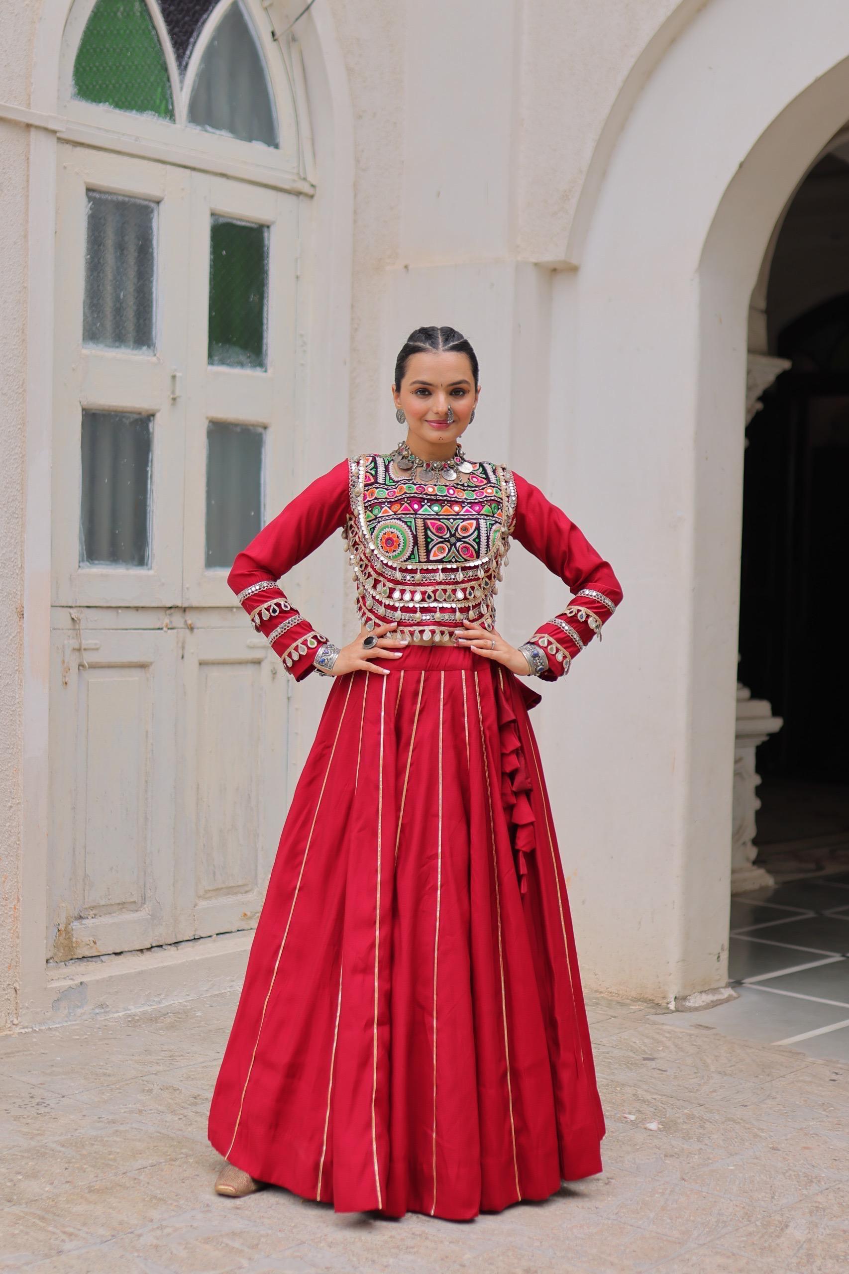 LW 7145 Maroon Roman Fabric Lehenga Choli - view 3