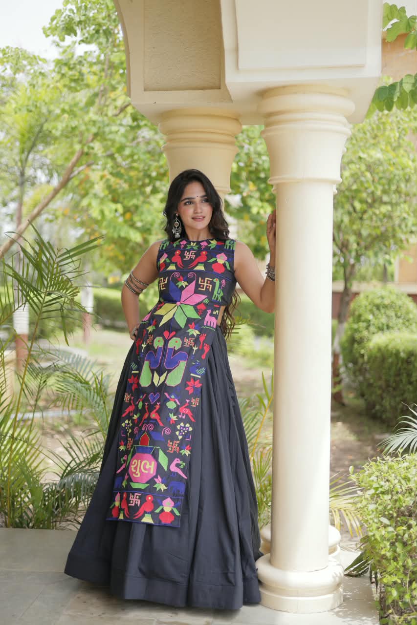 LW 7188 Black Cora Cotton Lehenga Choli - view 2