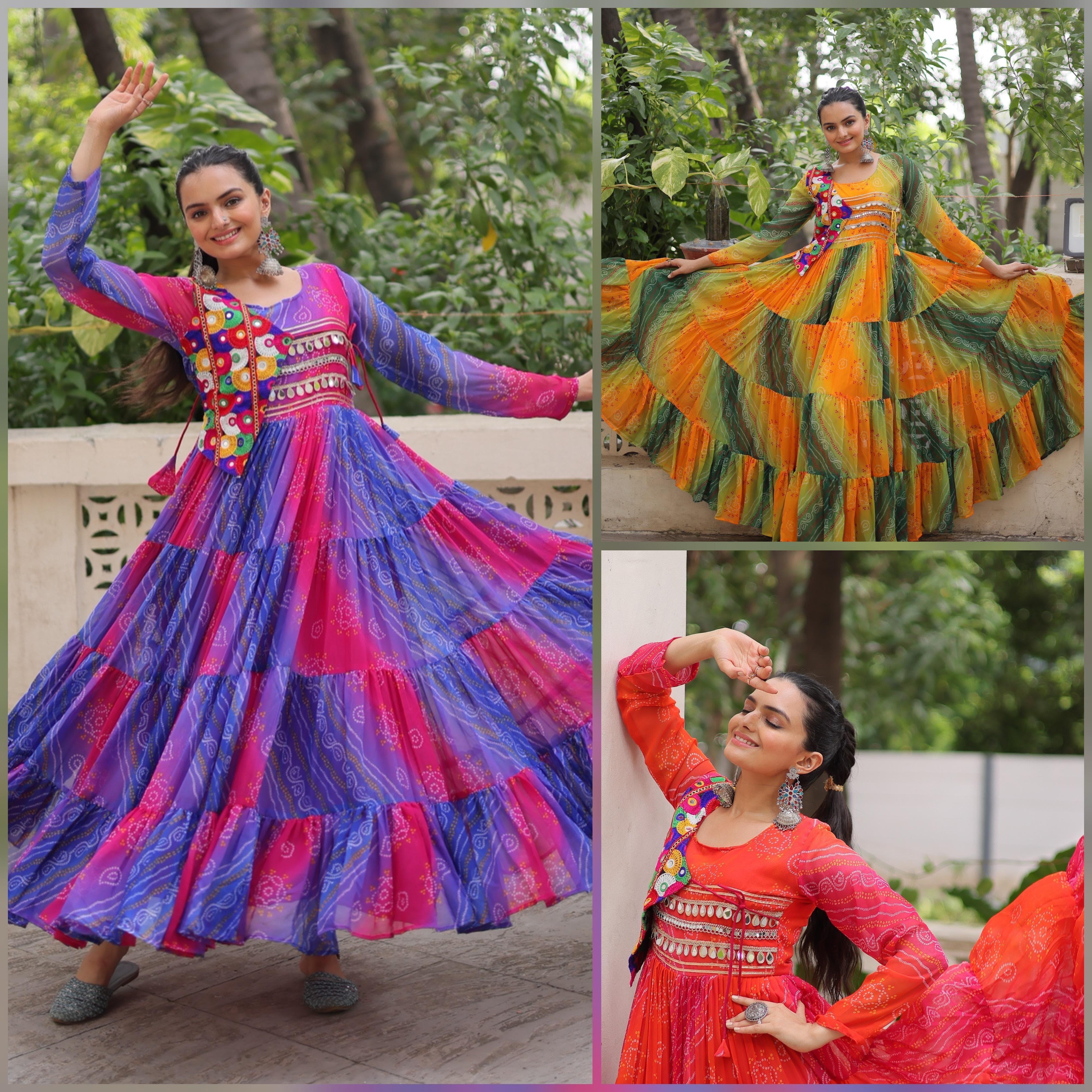 LW 9263 Laheriya &amp; Bandhej Gown - view 5