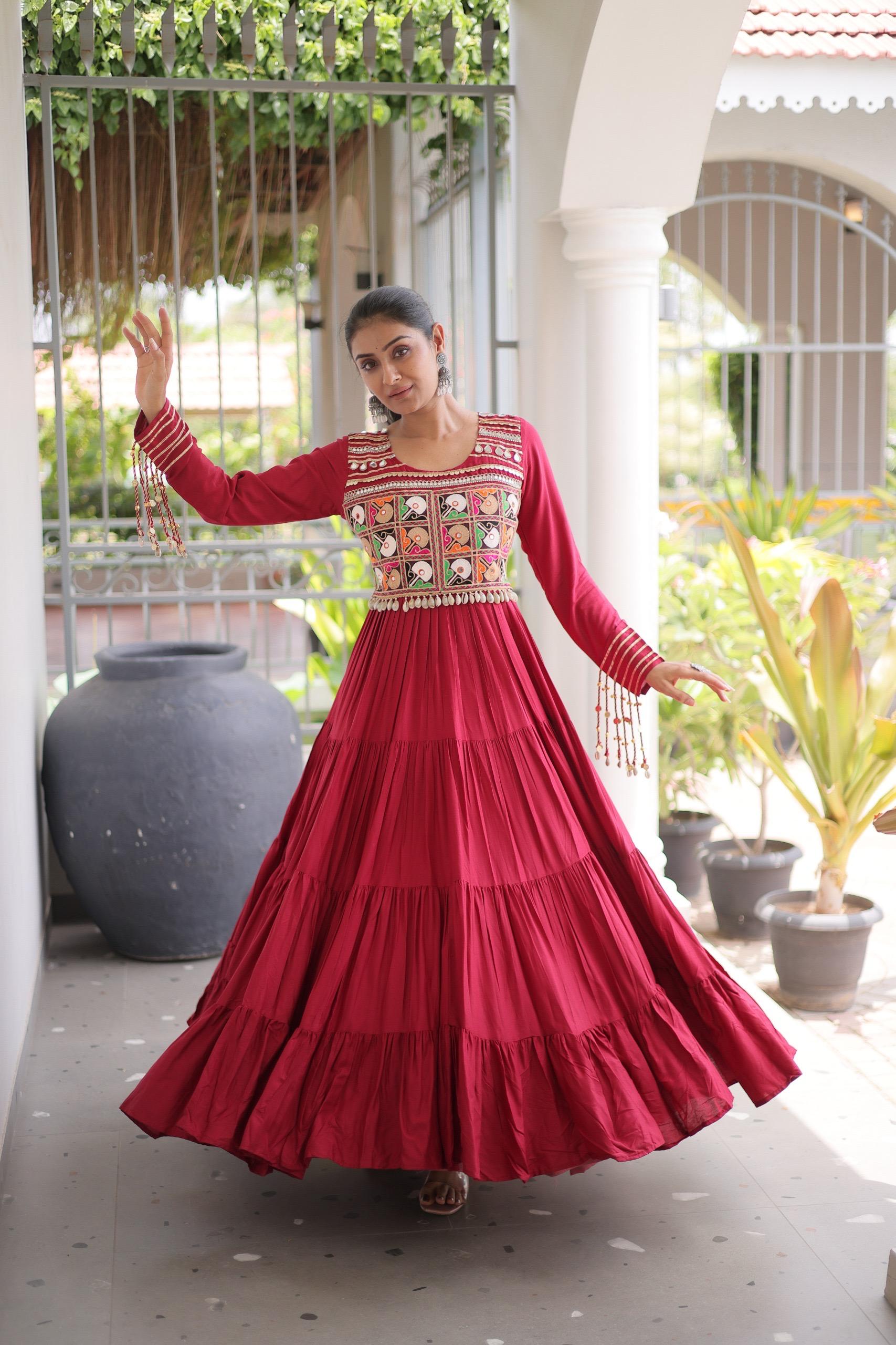 LW 9344 Maroon 14 Kg Reyon Gown - view 3