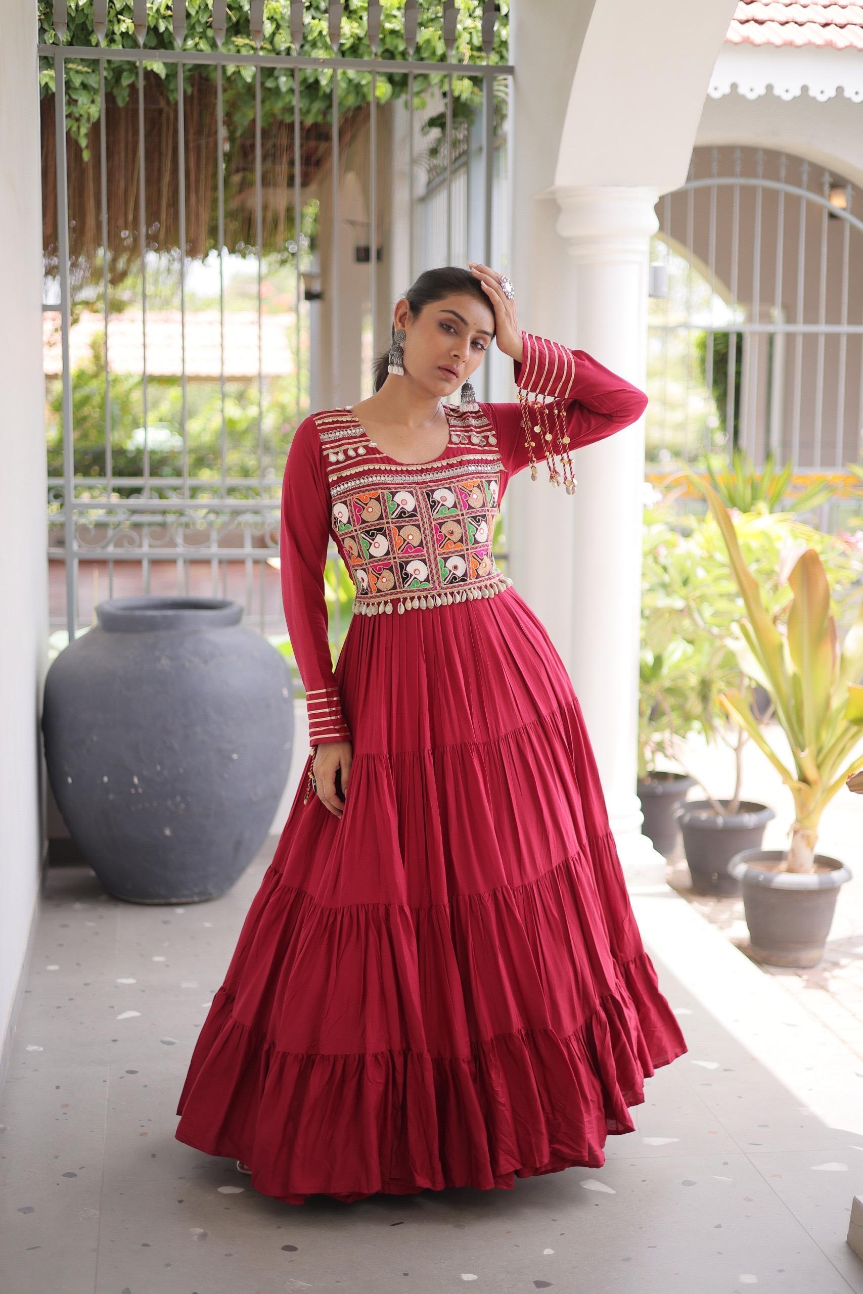 LW 9344 Maroon 14 Kg Reyon Gown Design - view 4