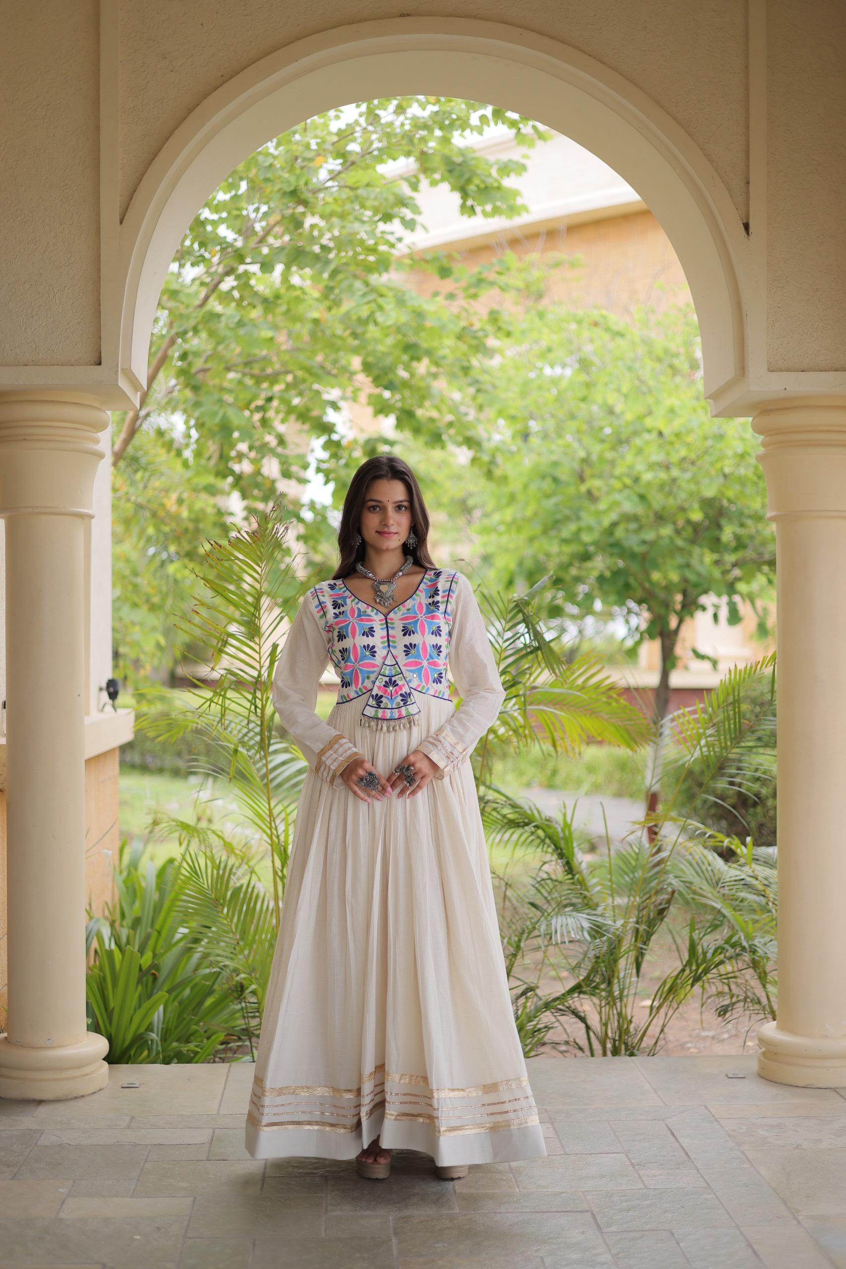 LW 9347 White Kora Cotton Gown Design - view 3