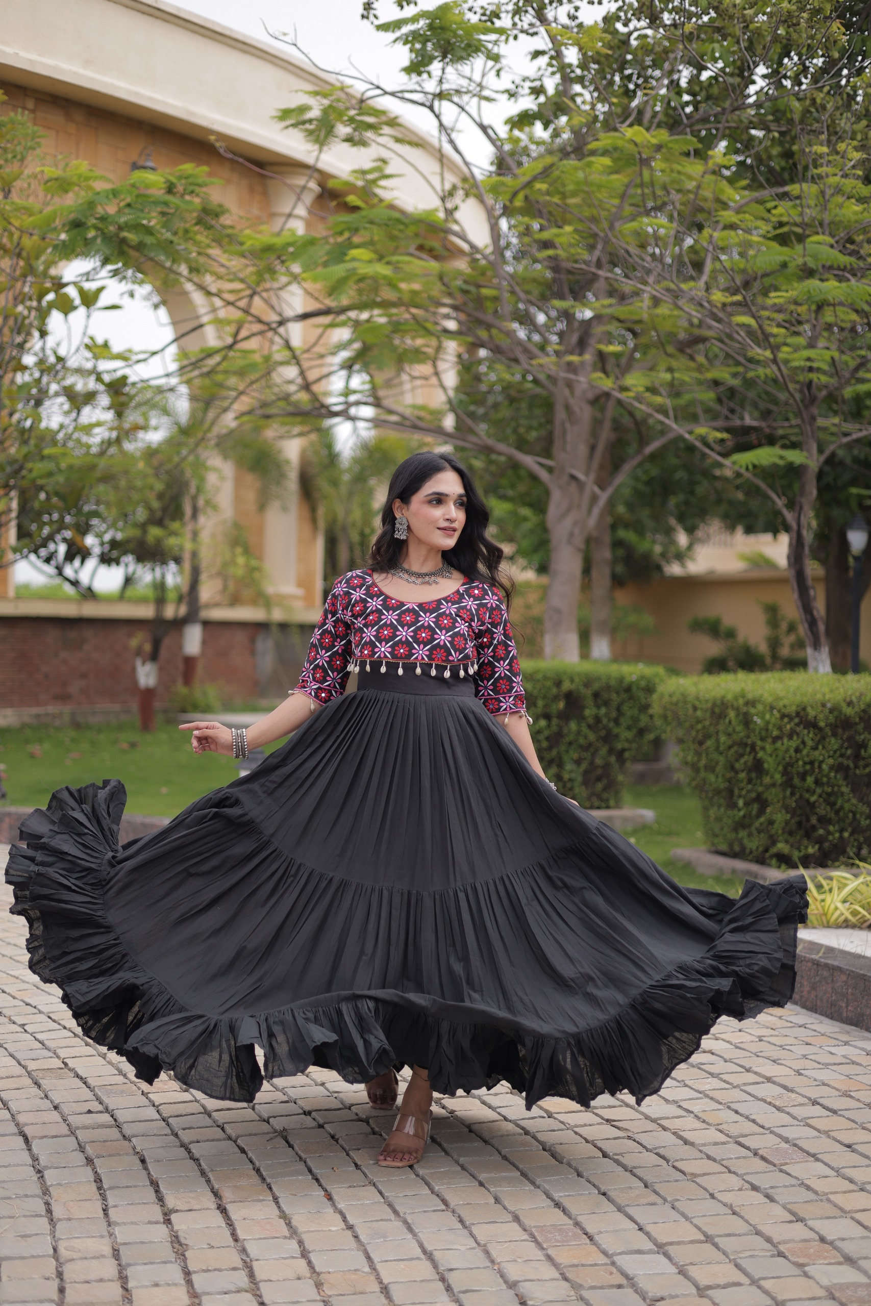 LW 9349 Maroon Kora Cotton Gown - view 2