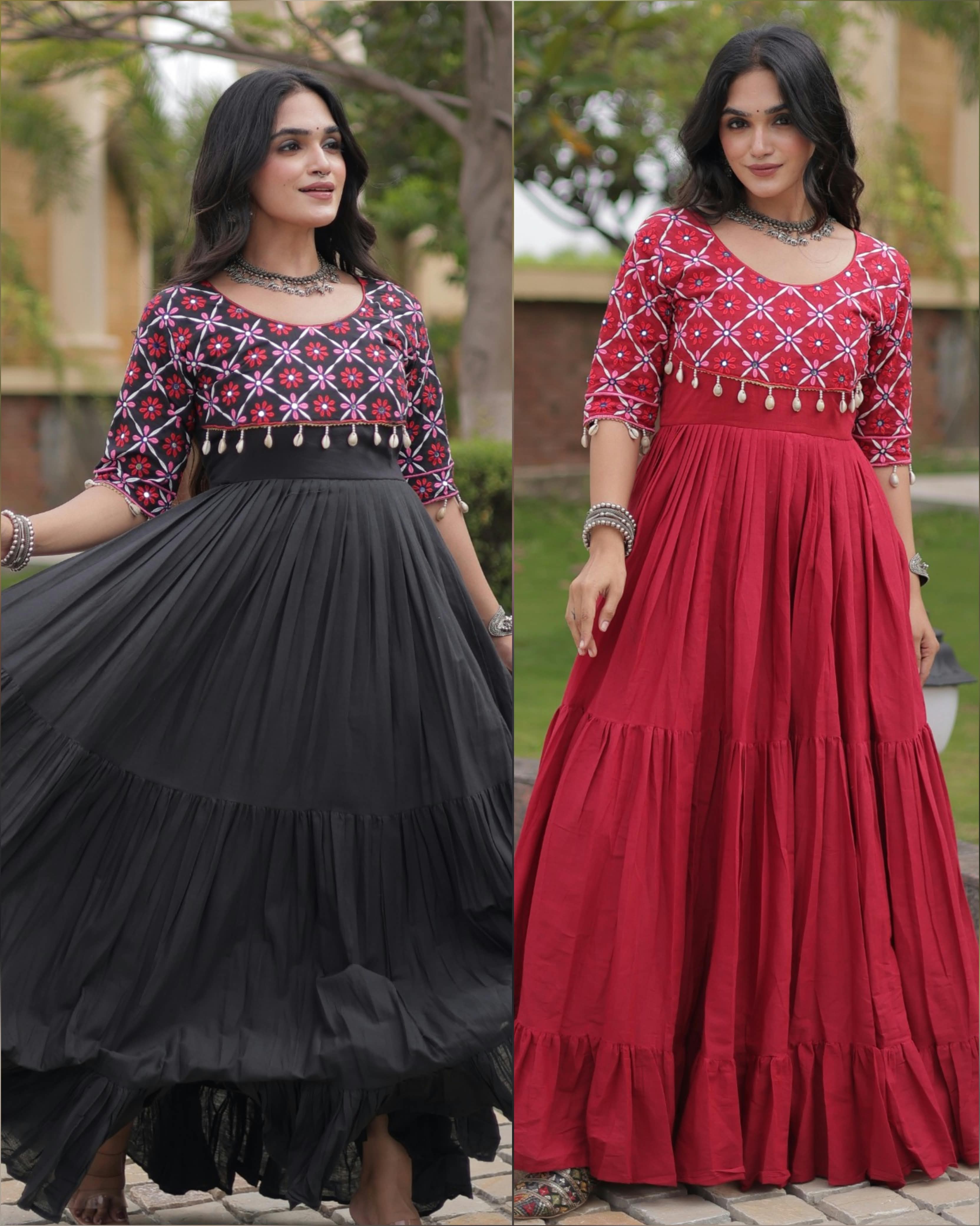 LW 9349 Maroon Kora Cotton Gown - view 4