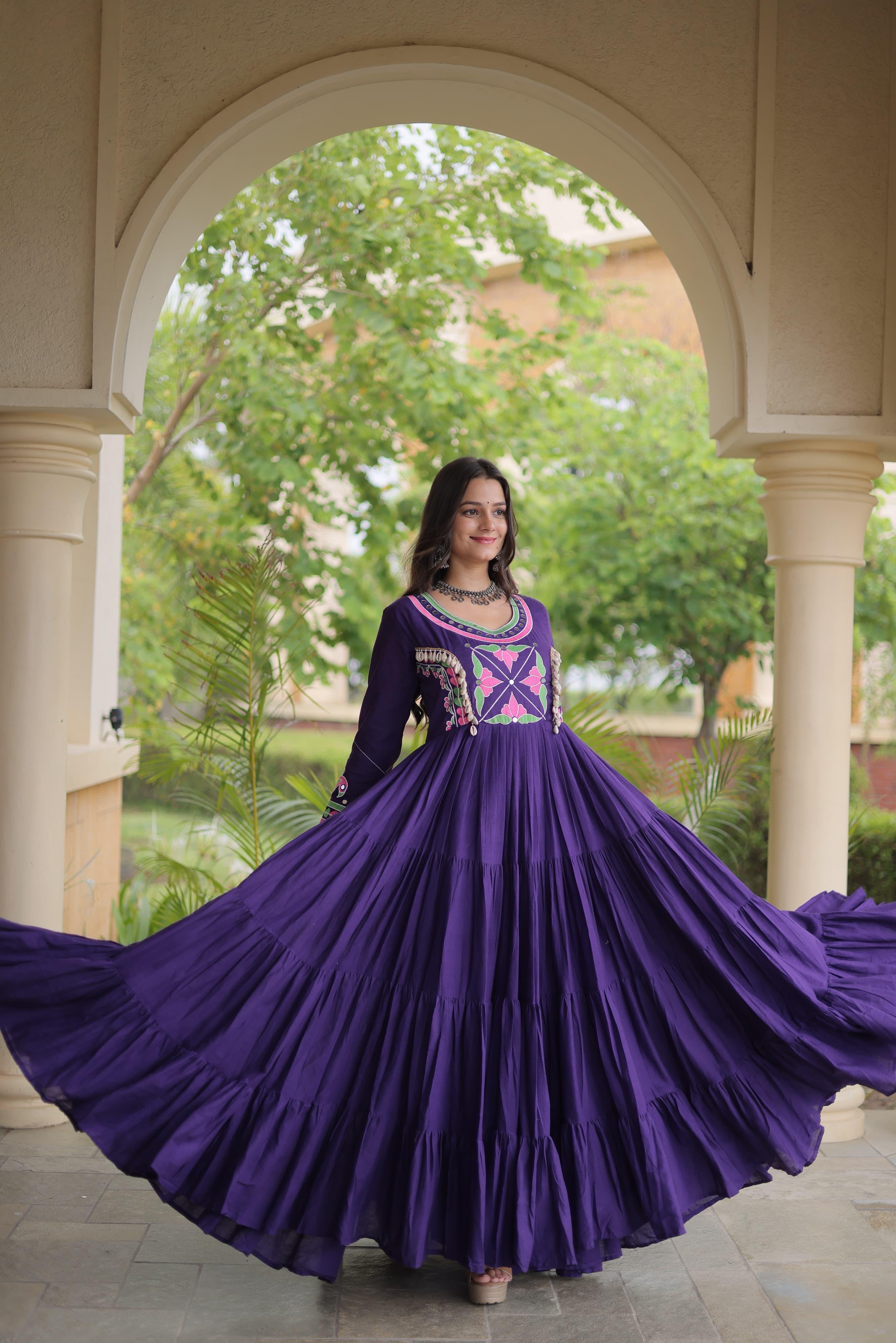 LW 9350 Purple Kora Cotton Gown Design - view 2