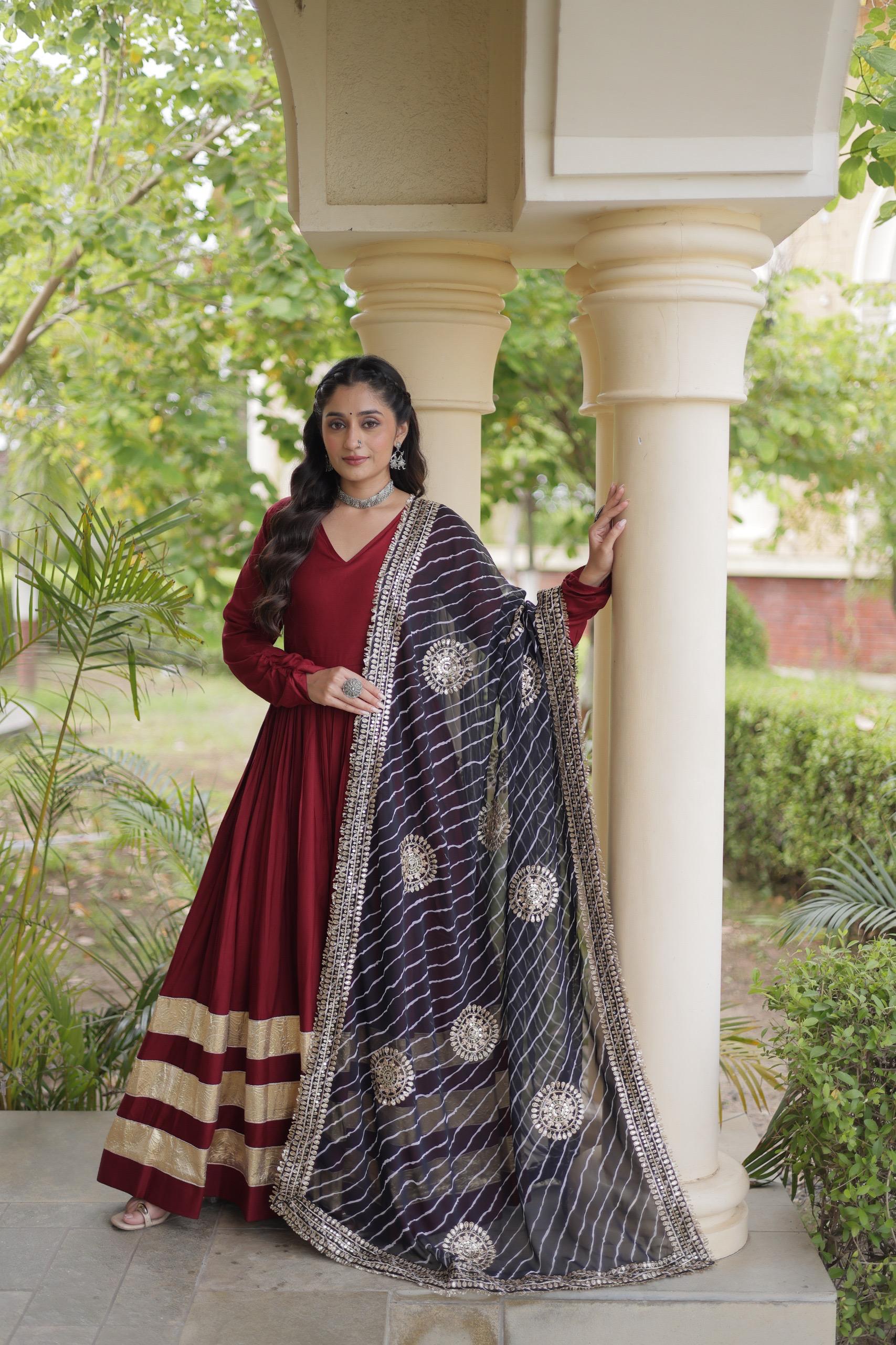 LW 9353 Maroon Reyon Gown Design - view 4