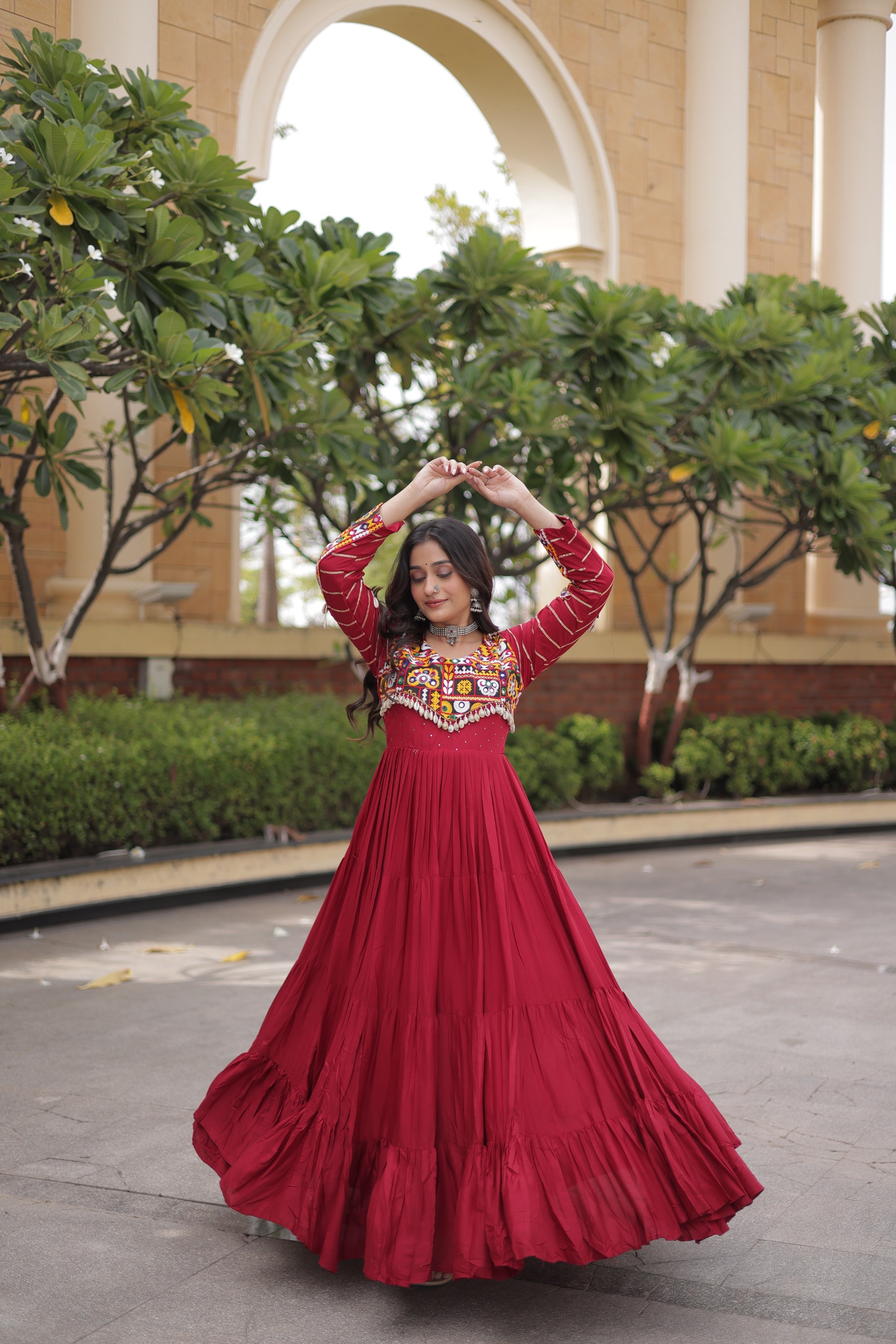 LW 9355 Maroon Reyon Gown - view 3