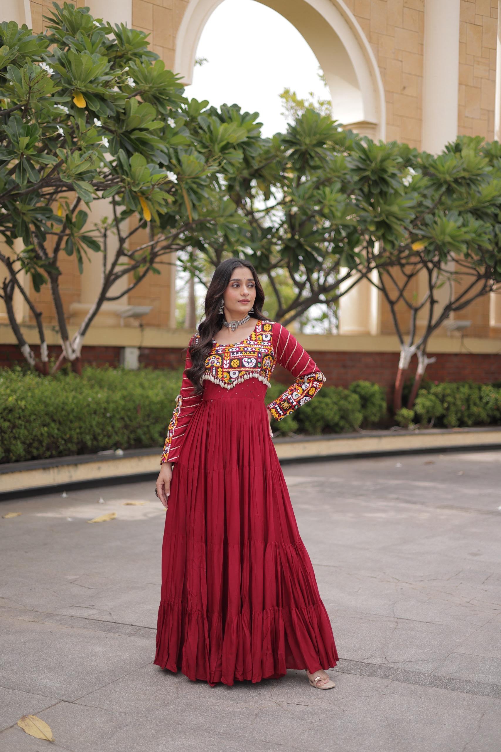LW 9355 Maroon Reyon Gown Design - view 2