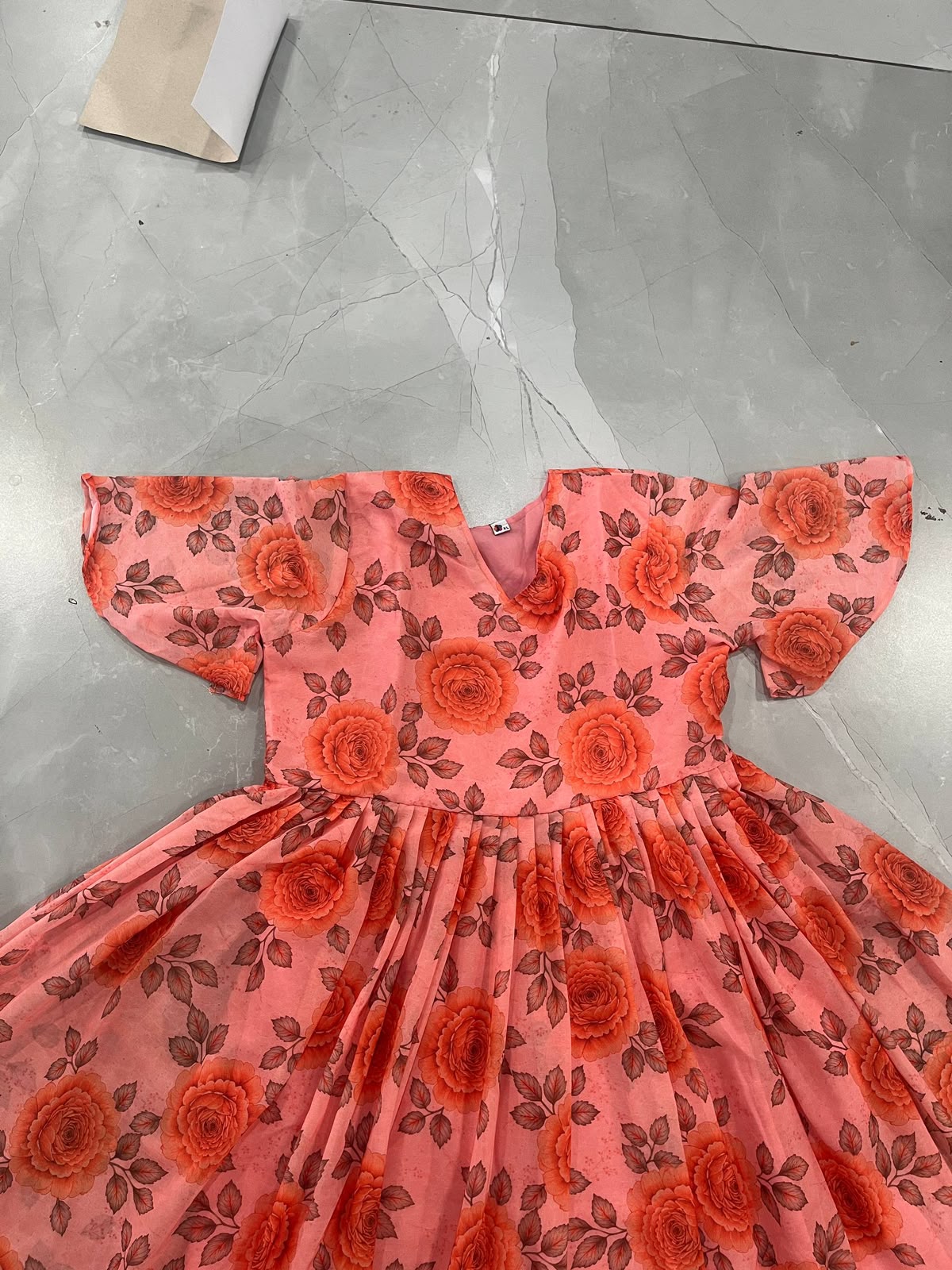 Orange Frorenza Faux Georgette Gown - view 2
