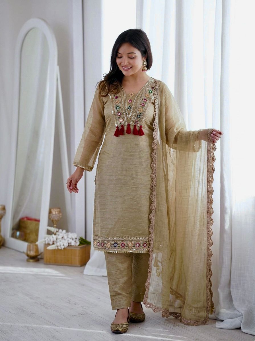 SR 1722 Premium Salsa Silk Readymade Dress - view 2