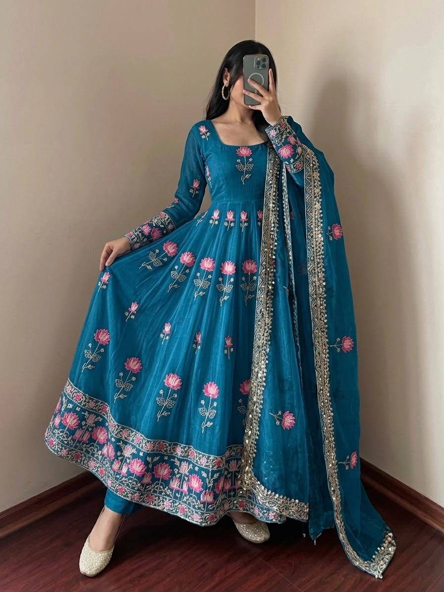 SR 1724 Fendy Silk Readymade Dress - view 3