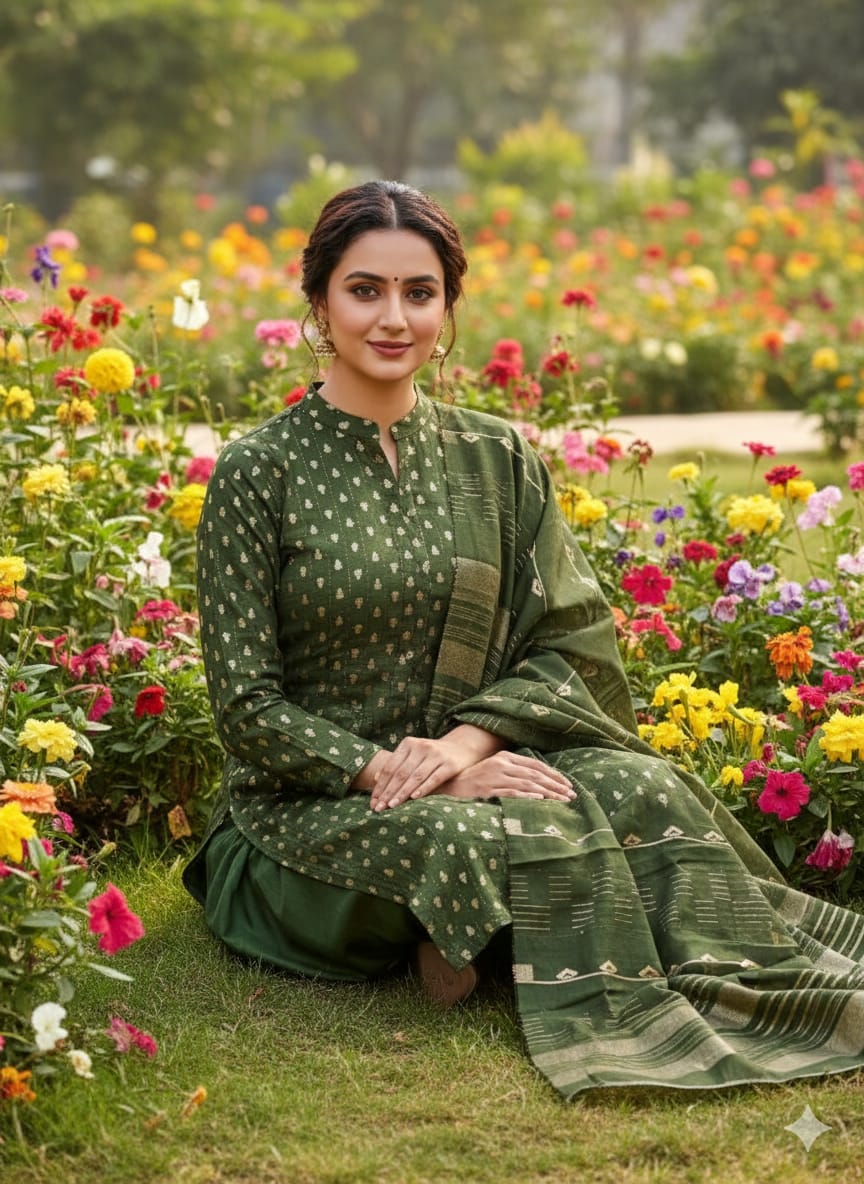 Takshil Chanderi Jacquard Crochet Dress Material - view 3