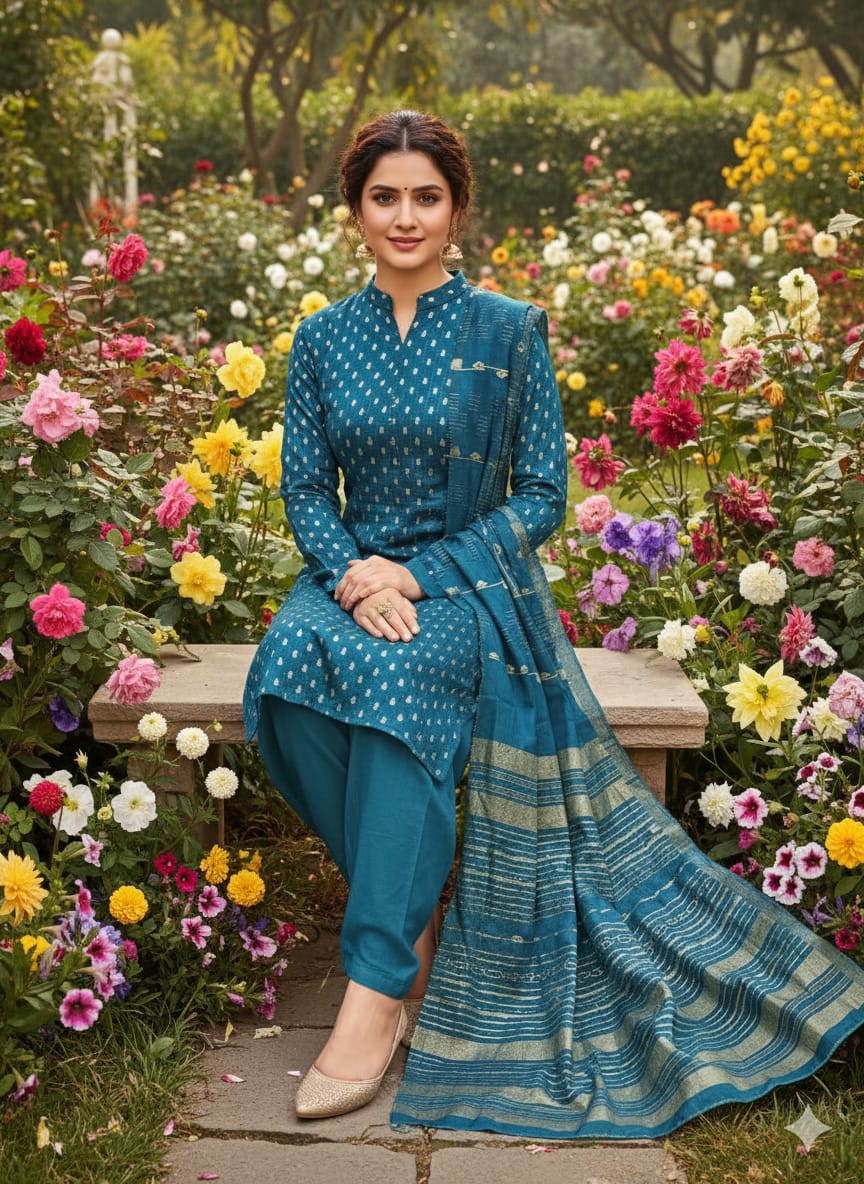 Takshil Chanderi Jacquard Crochet Dress Material - view 5